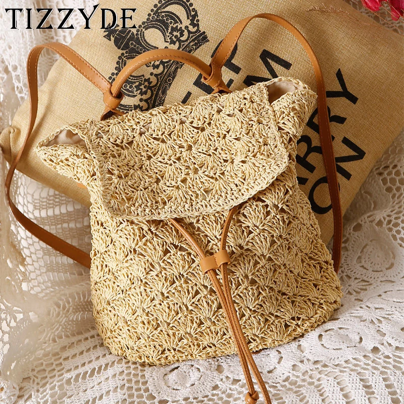 Пляжная сумка из ротанга летний соломенный рюкзак ручная работа женский морской