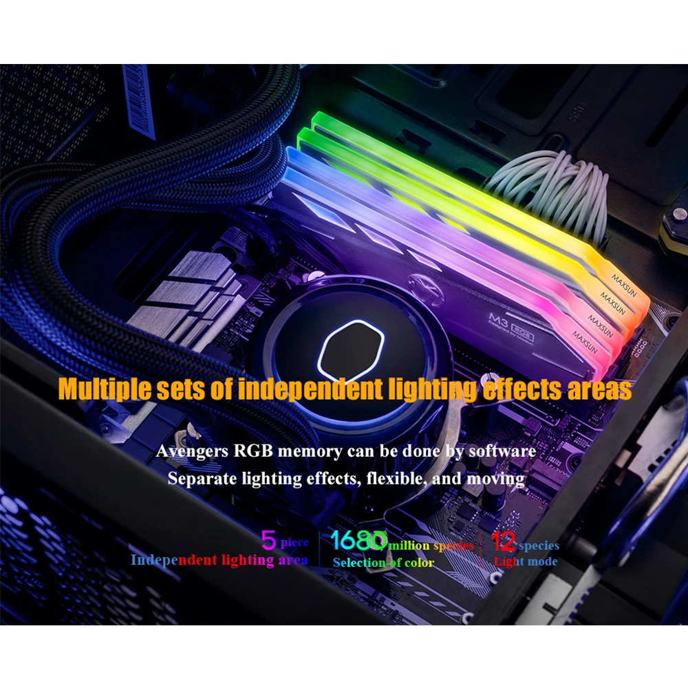MAXSUN RGB RAM DDR4 8 GB/16 GB настольная память 2400MHz напряжение памяти 1 2 V пожизненная