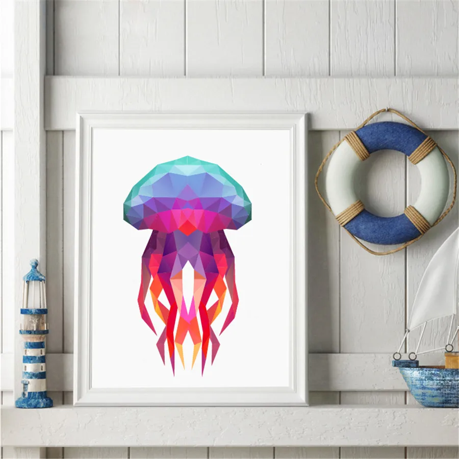 Абстрактные многоугольные Медузы Искусство Печать настенные фотографии низкая