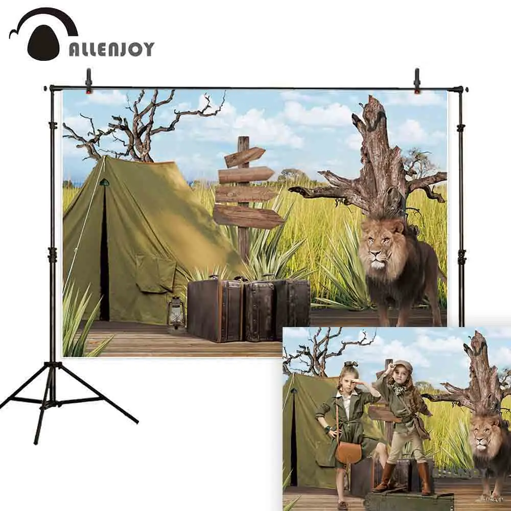 

Allenjoy photography backdrop jungle safari lion africa adventure background photocall party decor photo studio photobooth