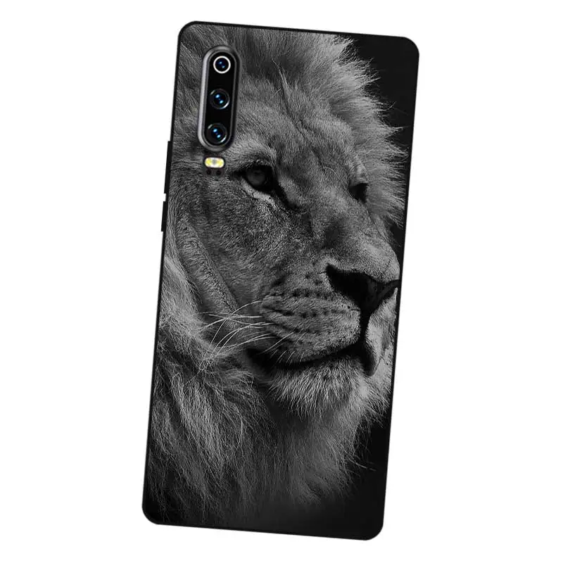 P109 Lion Black Silicone Case Cover For Huawei P8 P9 P10 P20 P30 Lite Pro P Smart Plus 2017 2019 |