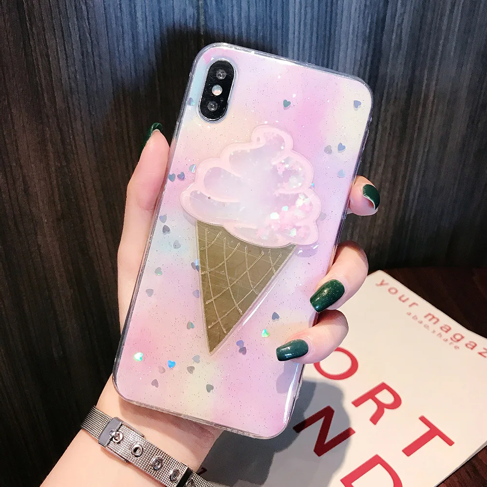 Милый мультяшный 3D чехол для iPhone X XS Max XR силиконовый Радужный блестящий 6 6S 8 7 Plus |