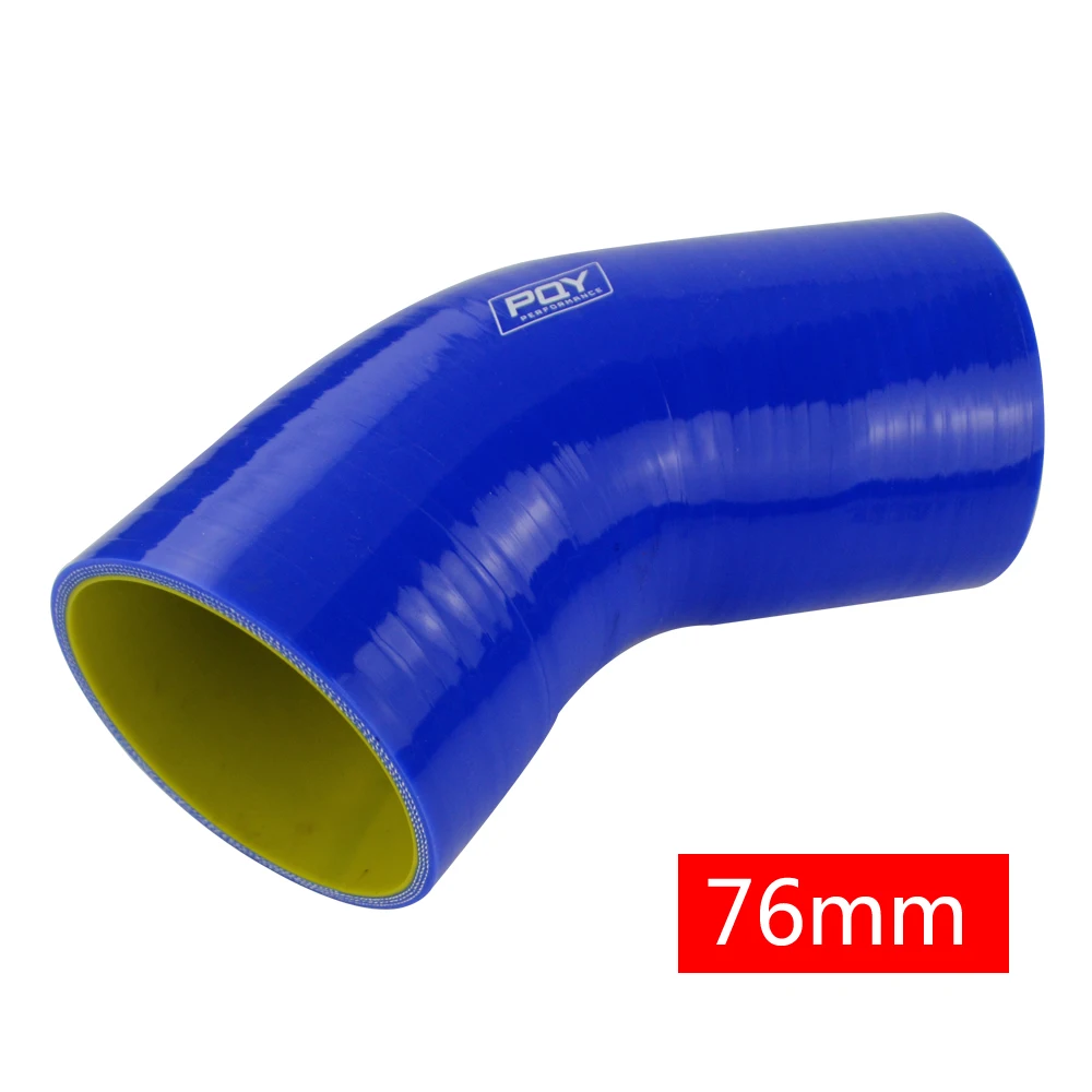 3.0inch 75mm blue Синий/черный и желтый 2," 2,5" " 51 мм 63 мм 76 мм 45 градусов Локоть силиконовый шланг Труба интеркулер турбо впускная трубопроводная муфта шланг - Цвет: 3.0inch 75mm blue