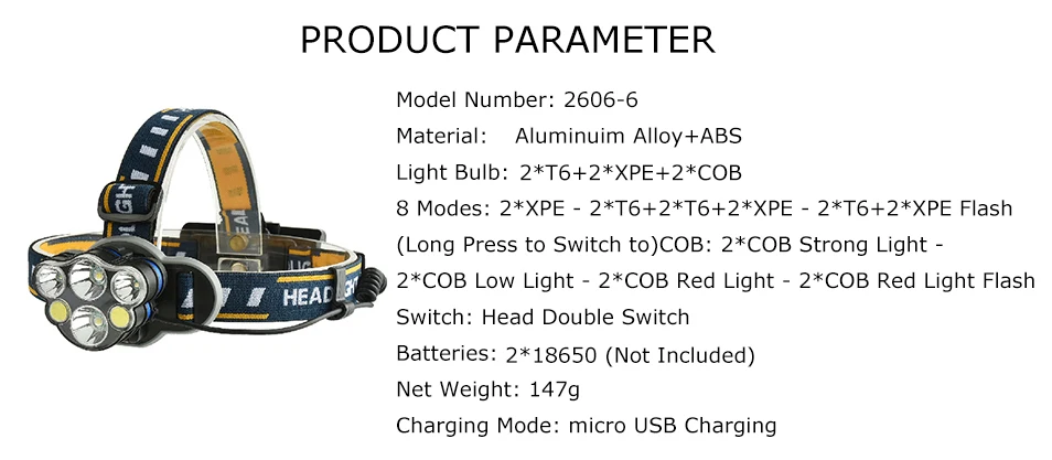 XANES 2606-6 налобный фонарь T6 18650 USB Электрический скутер мотоцикл E-bike велосипедный велосипед Велоспорт лагерь для факела фонарь фонарик