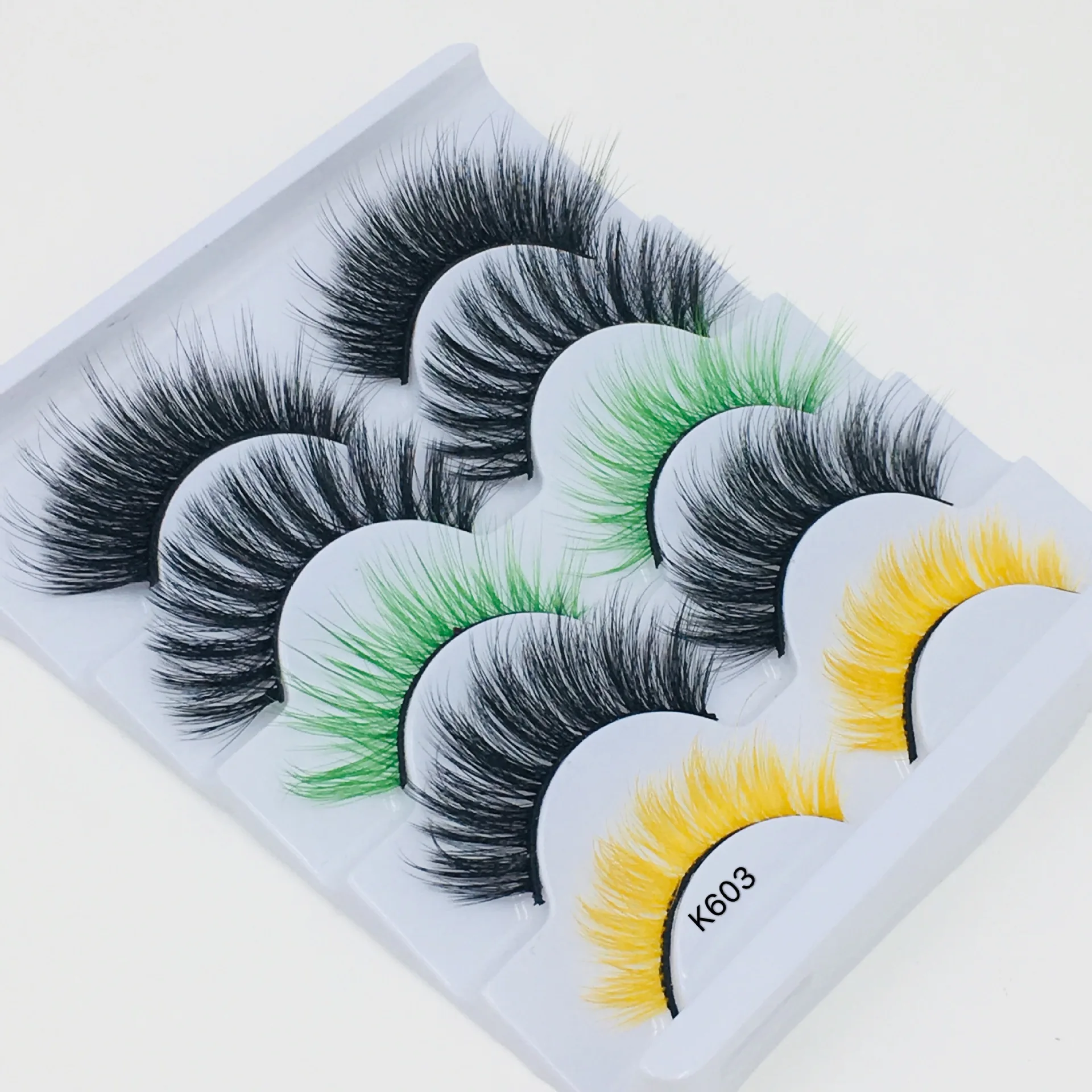 

Hot Sale 5 Pairs 3D Mink False Eyelashes Mixed Color 25mm Thick Lashes Extension Handmade Beauty Makeup Essential Tools