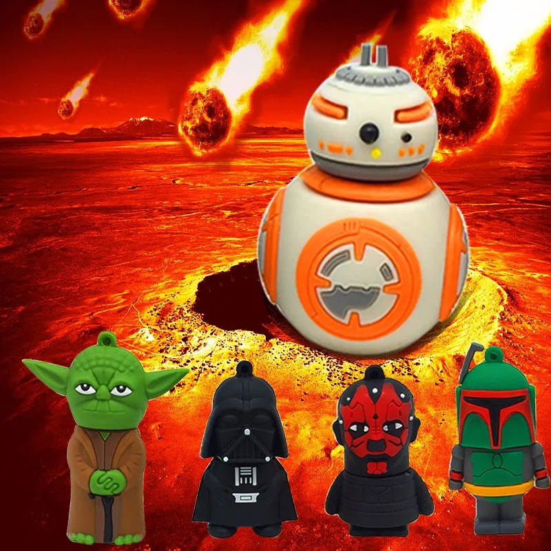 Флеш-накопитель USB 64G Star Wars, флеш-накопитель 32 GB, флешка 16GB R2D2 Darth Vinda 8GB 4GB Maul Bounty Hunter, USB2.0 карта памяти, носитель