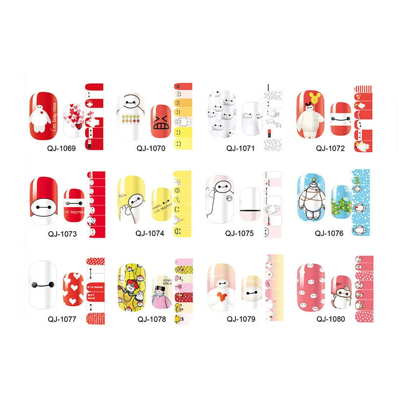 100 шт. наклейки для дизайна ногтей с милыми героями мультфильмов клейкие полное