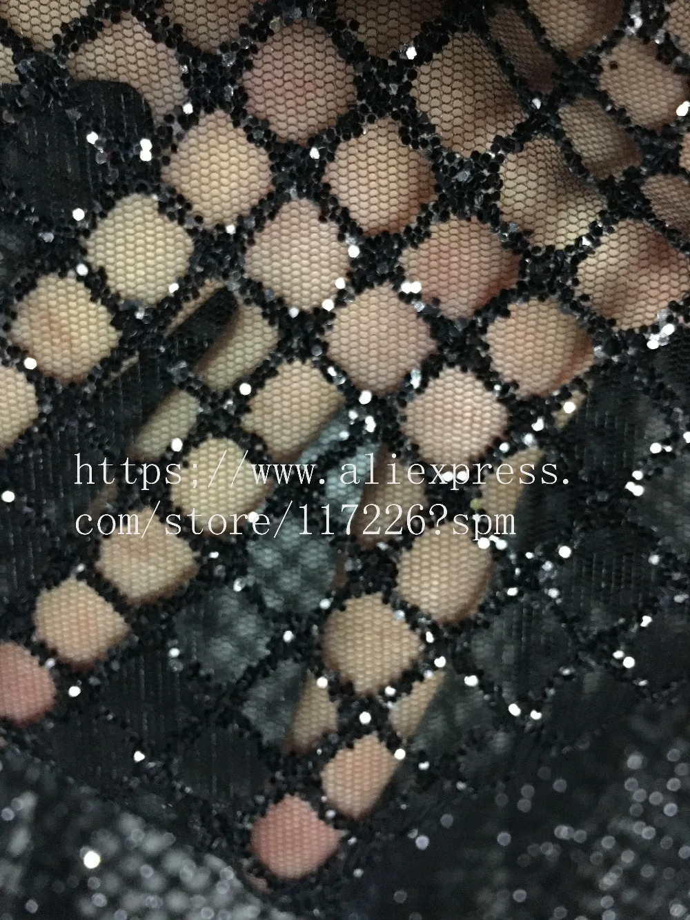 5yds вышитая сетчатая кружевная ткань с Черными Блестками стандартная французская