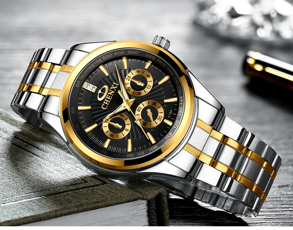 CHENXI Роскошные брендовые аналоговые кварцевые часы мужские деловые военные часы из нержавеющей стали мужские наручные часы relogio masculino