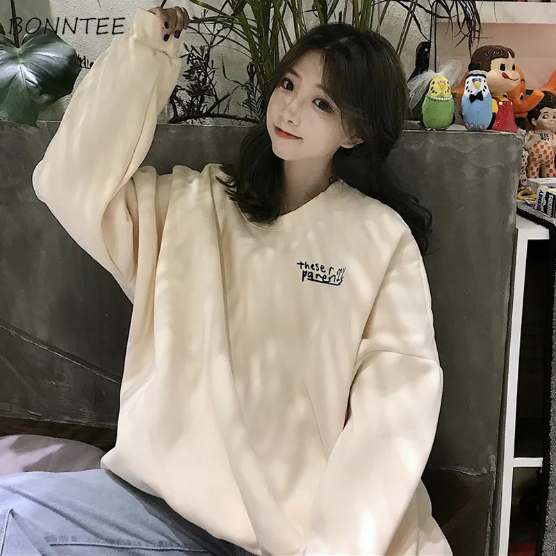 Женские толстовки, зимние Ulzzang, Ретро стиль, трендовый принт с персонажами, Женский пуловер, корейский стиль, длинный рукав, женские свитшоты