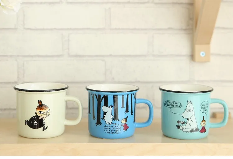Мультяшные термосы Muumintroll Muumi Little My Cute, керамическая кофейная кружка, чайная пивная чашка с рукояткой