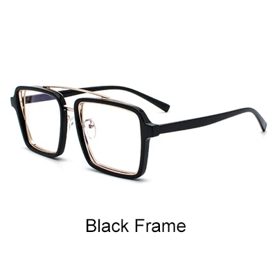 Black Frame Ralferty Ретро Оправа очков квадратные очки для мужчин и женщин модные солнцезащитные очки 0 градусов оптика с диоптрией близорукость рамки J9169 - Цвет линз: Black Frame