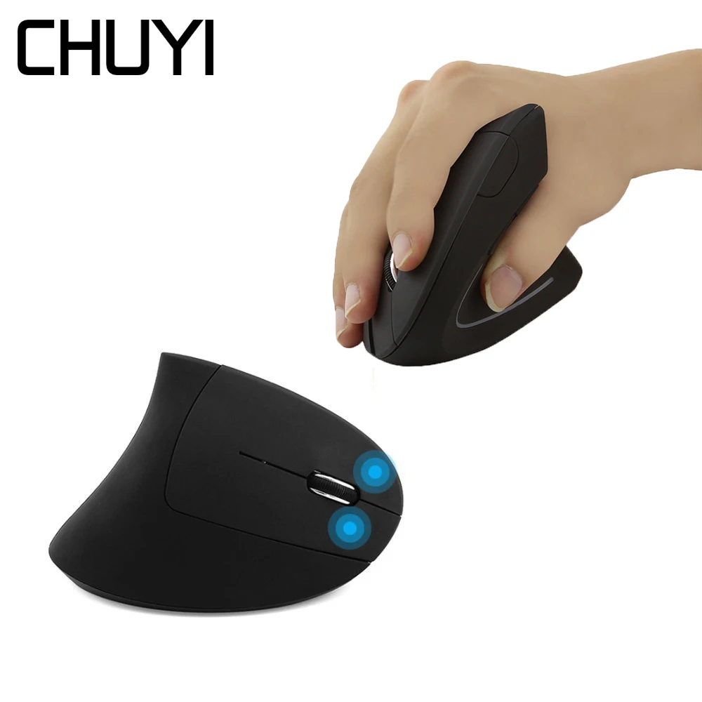 CHUYI эргономичная Вертикальная мышь Беспроводная USB оптическая компьютерная мышь 1600 dpi 6D красочный светильник здоровые мыши с комплект коврика для мыши