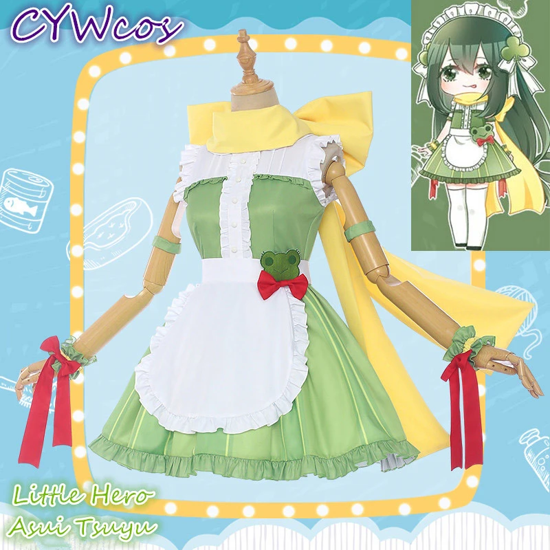 Hot My Hero Academia Anime Cosplay Coffee Shop Little Hero Asui Tsuyu Cafe Maid Cosplay Costume Cat Female Dress Uniforms