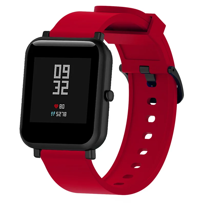 Монохромный ремешок с черной пряжкой силиконовый huami amazfit bip для