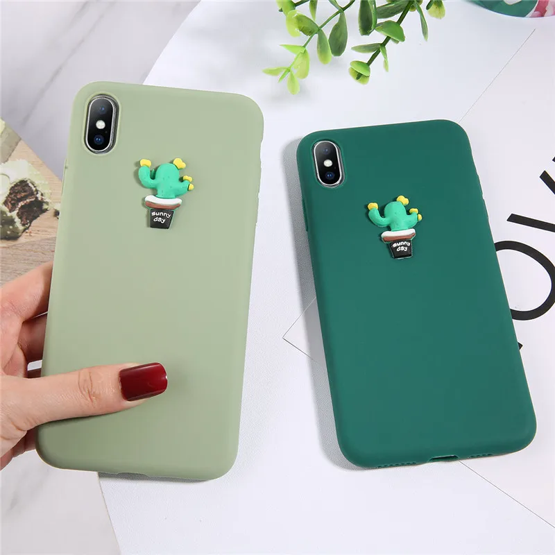 Lovebay 3D Relief Plant Soft Phone Case For iPhone X XS Max XR Green Cactus TPU Silicone Cover 8 7 6 6s Plus Capas |