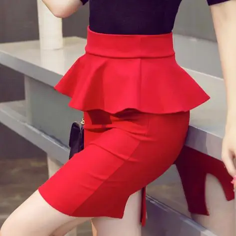 

New 2017 Women Fashion Skirt Plus Size Cheap Price Ruffles High Waist Slim Bodycon OL Pencil Skirt Free Shipping S-5XL