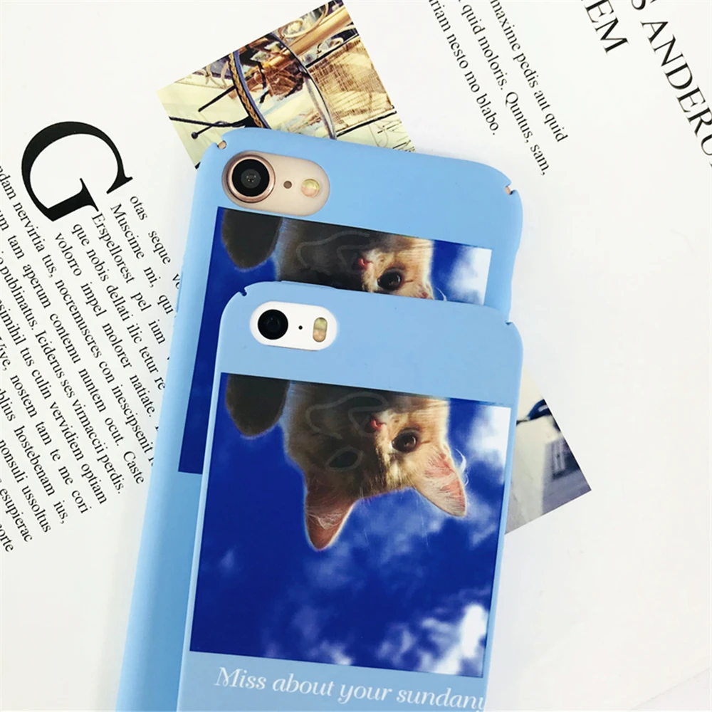 Симпатичные Pet Cat Чехлы для Iphone X случаях голубое небо иллюстрации простого текста