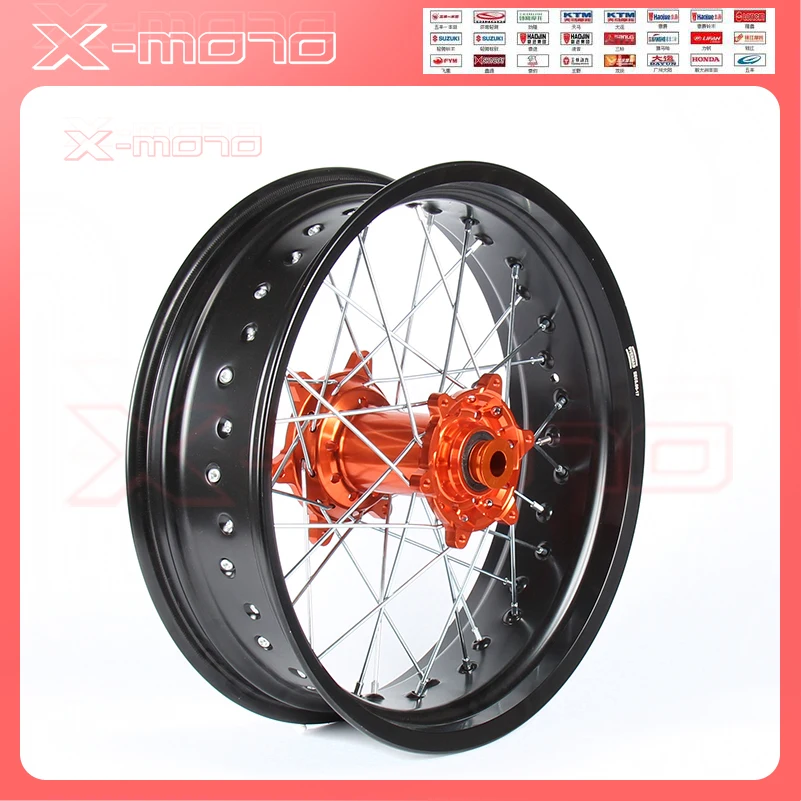 Колеса 3 5/5 0*17 &quotSupermotard 2008 2007 оранжевая ступица черный обод для KTM SXF EXC-R SX EXC 300 450 125