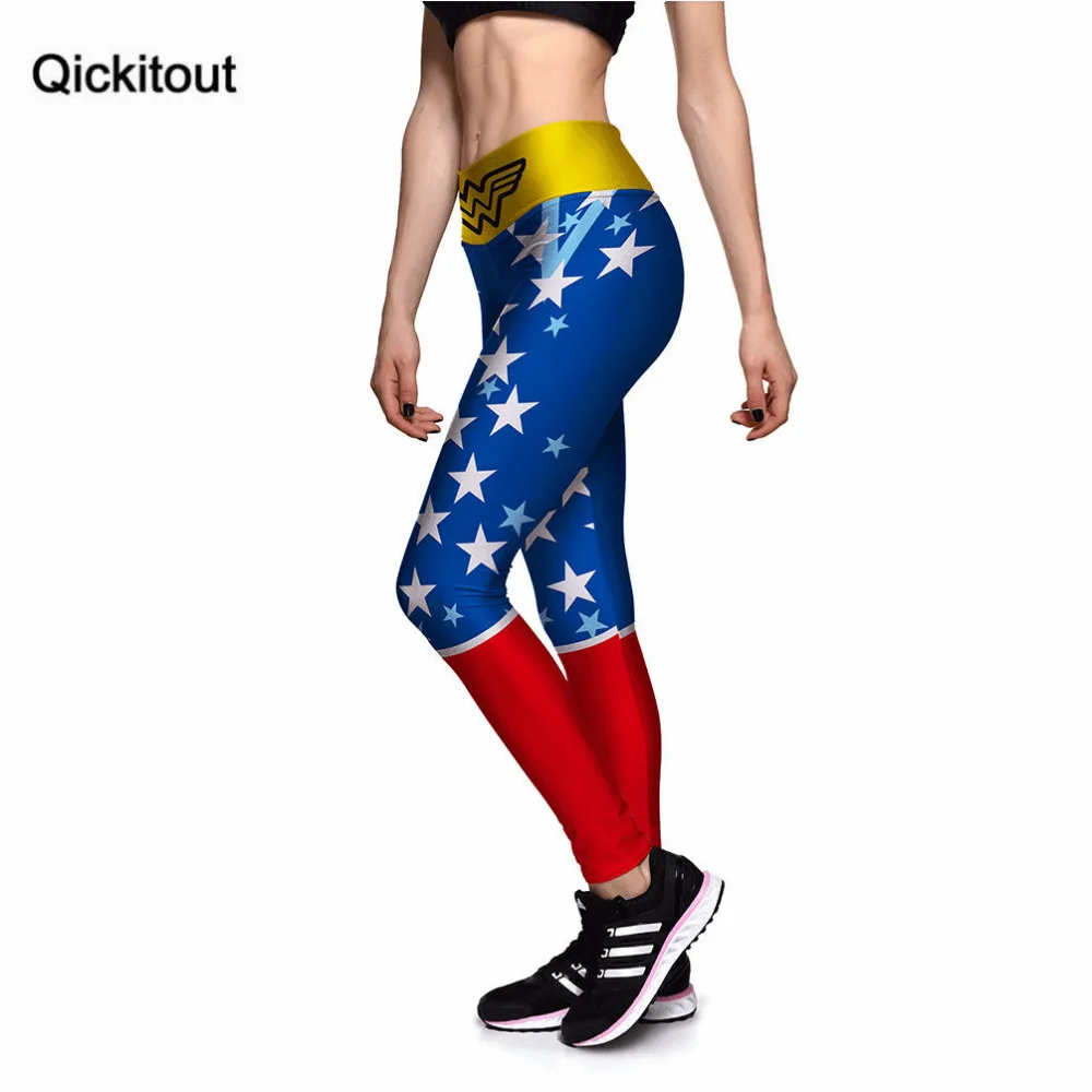 Женские леггинсы Qickitout красные желтые синие Леггинсы с высокой талией и цифровой