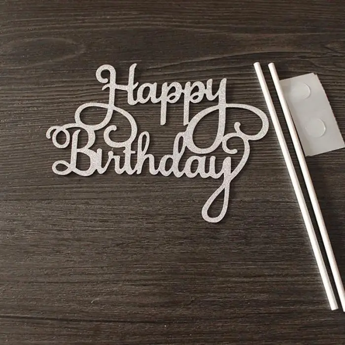 Топпер для кексов, тортов, флаги с надписью Happy birthday, двойная палочка для семьи, дня рождения, вечеринки, украшения для выпечки, товары для магазина