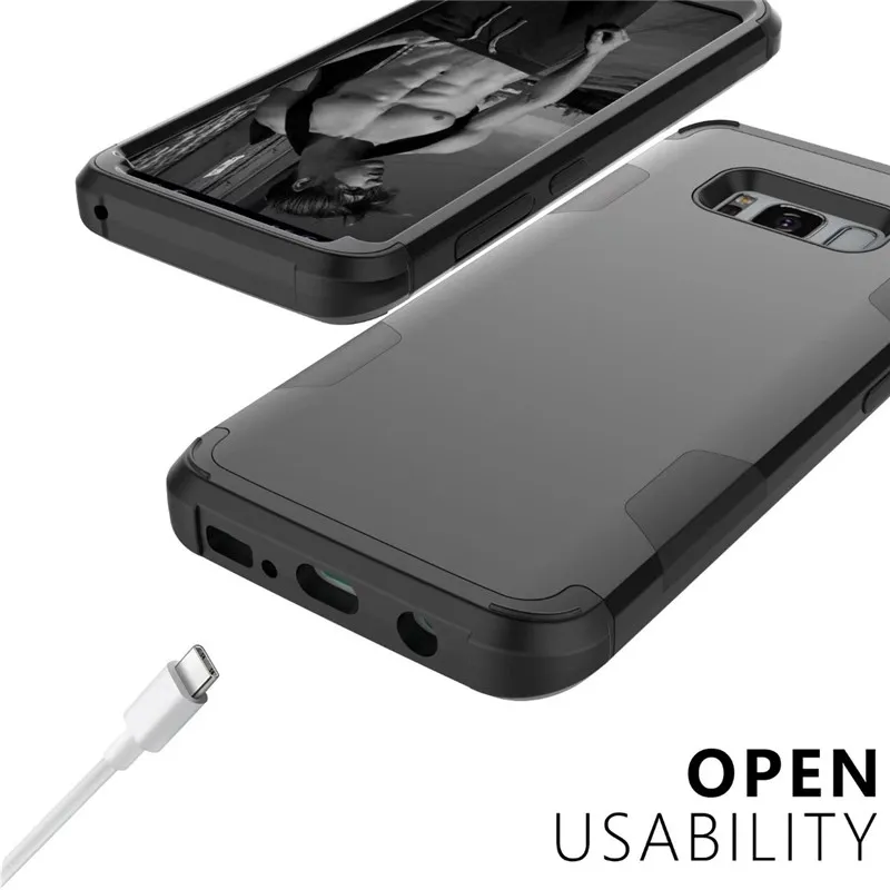 Black Для samsung Galaxy S8 S9 S10 Plus S10E Note 8 Note9 чехол для телефона s, противоударный Гибридный армированный резиновый сверхпрочный чехол для всего тела - Цвет: Black