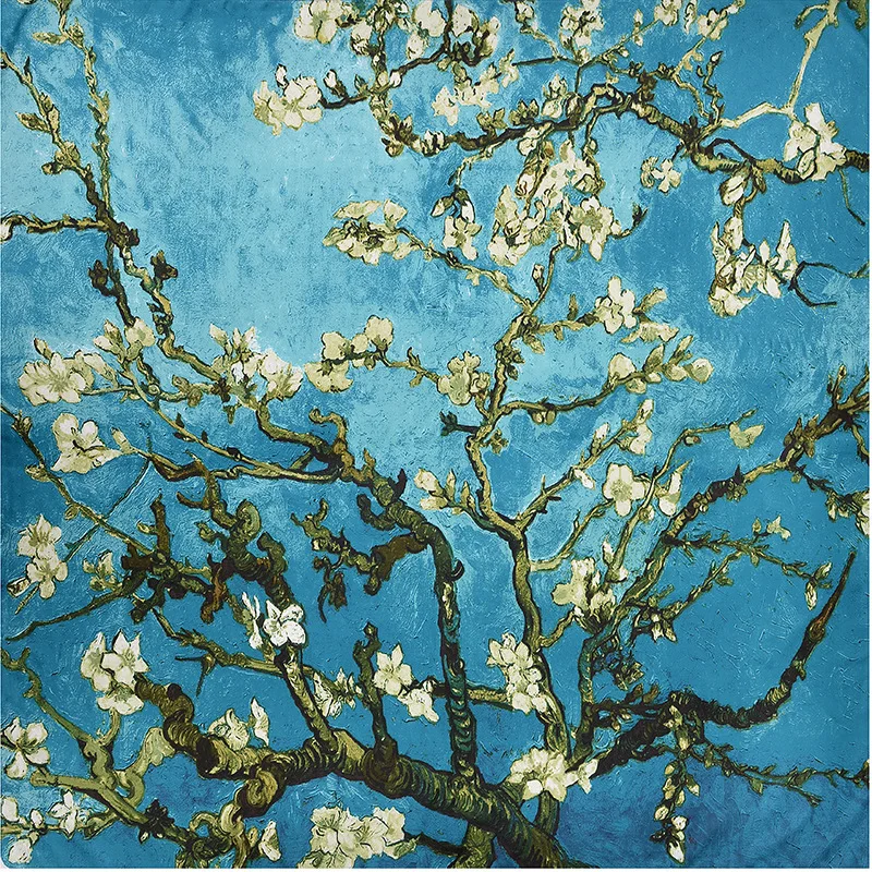 Твиловый шарф RenYvtil Van Gogh Art Женская атласная бандана шейный платок с петлей