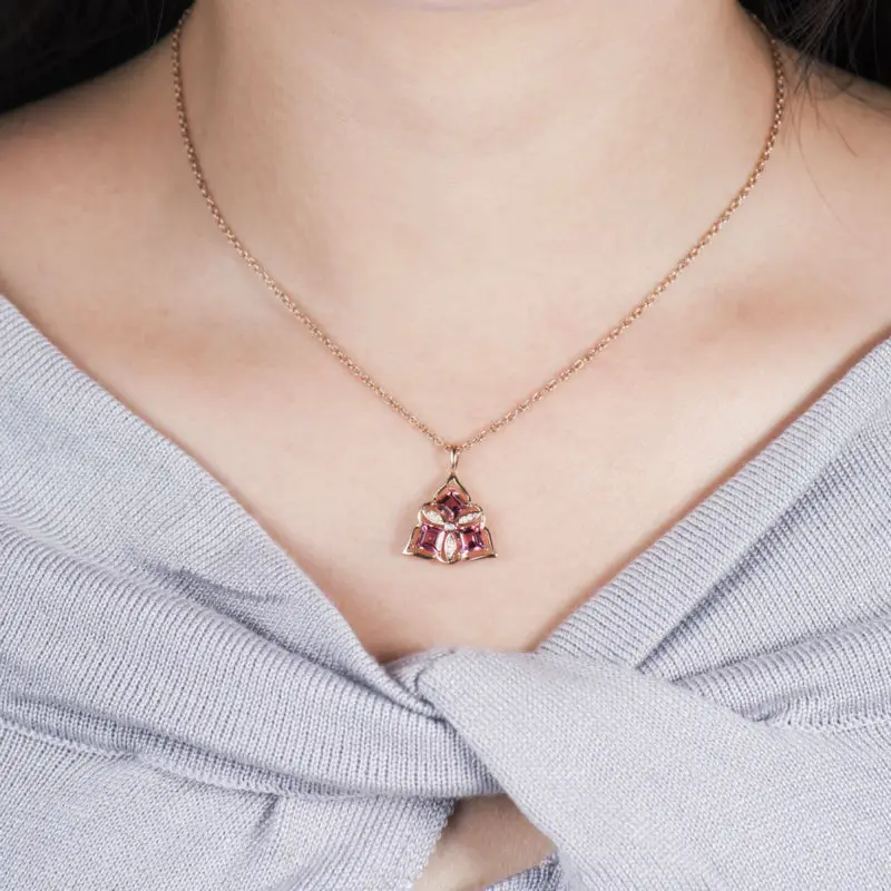 LOVERJEWELRY очаровательный новый дизайн 18Kt розовое золото бриллиант розовый турмалин