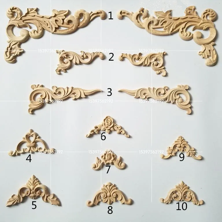 

Wood Carved Corner Unpainted Furniture Decorative Figurines Wooden Miniature Wardrobe decoration 2pcs