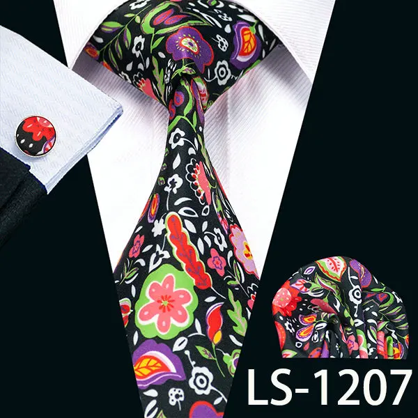 LS-1207 Мужской галстук с принтом галстук Gravata Neckwear Barry.Wang модный носовой платок запонки набор галстуков для мужчин свадьба Вечеринка бизнес США-1277 - Цвет: LS-1207