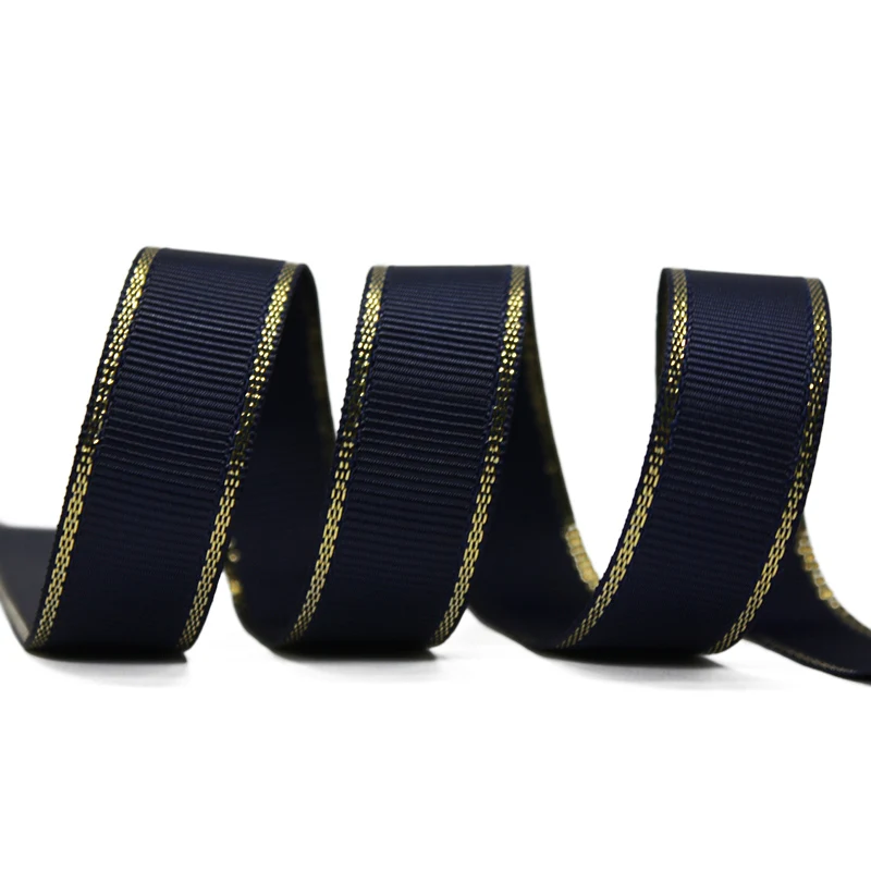 YAMA золото металлик Край Grosgrain лента 6 мм 9 мм 16 мм 25 мм 38 мм широкая цена 100 ярдов Diy для украшения подарочных упаковок свадебные ремесла - Цвет: navy 370