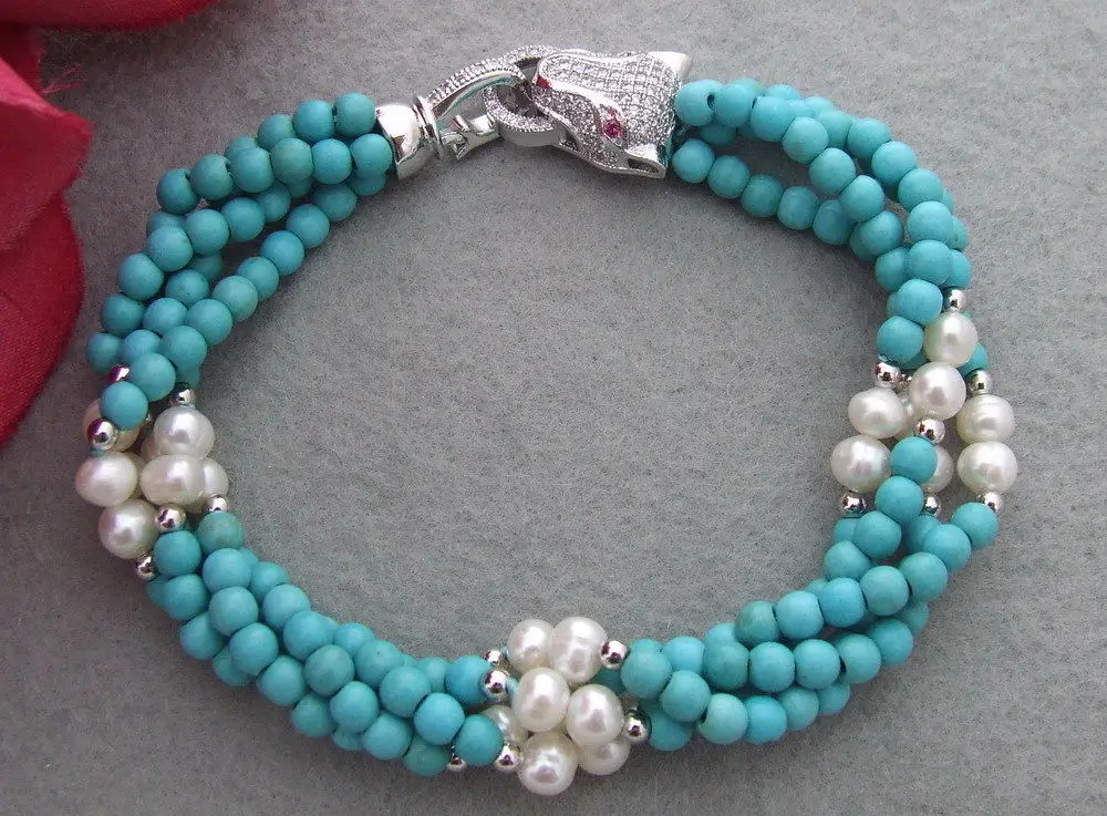 

8'' 4Strds Round White Pearl Bracelet