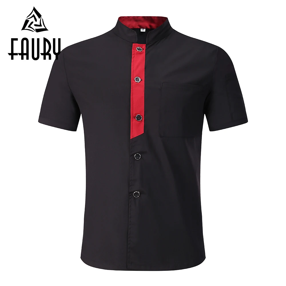 

Unisex Single Breasted Short Sleeve Summer Work Wear T-shirts Chef Kitchen Uniforms Restaurant Waiter Bakery Soft Jackets Aprons
