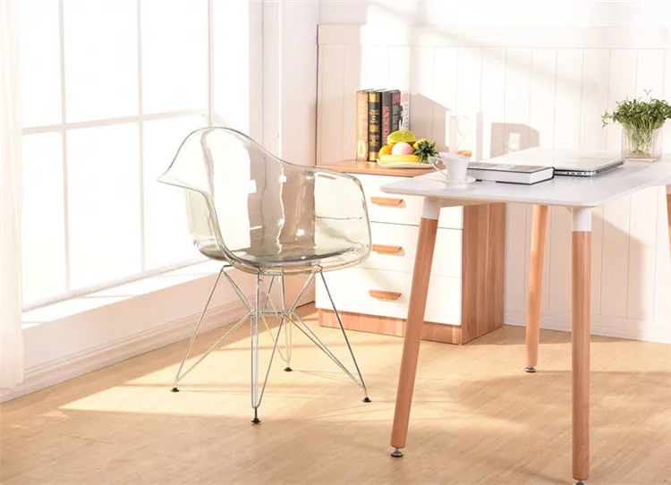 29%Simple Modern Home Back Dining Chair Plastic Chair Transparent Backrest Lounge Chair Meeting Office Coffee Shop