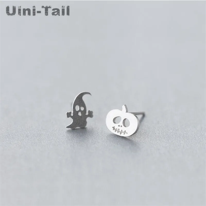 

Hot Korean Creative Cute 925 Sterling Silver Halloween Spooky Pumpkin Spooky Ear Studs Student Earrings Female Allergy