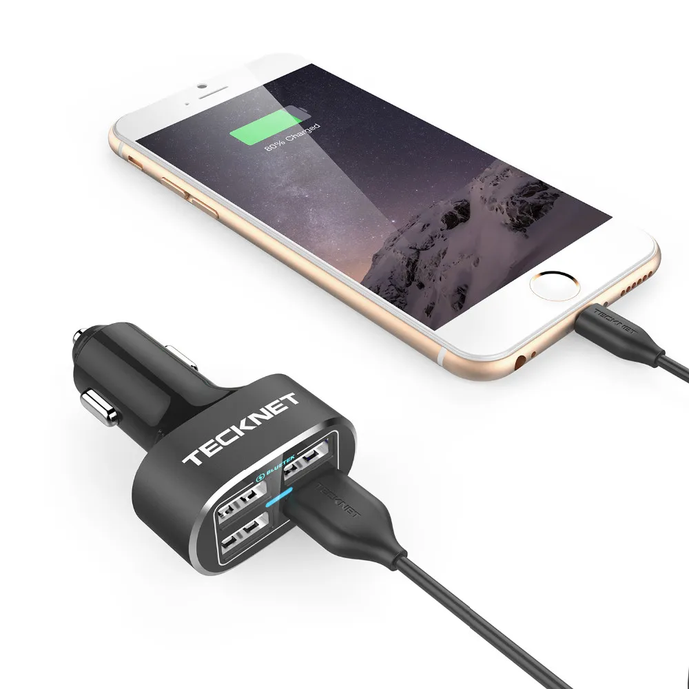 TeckNet USB Автомобильное зарядное устройство 9.6A/48 Вт 4 порта USB Автомобильное зарядное устройство с технологией Smart Charge зарядное устройство для мобильного телефона для iPhone samsung LG