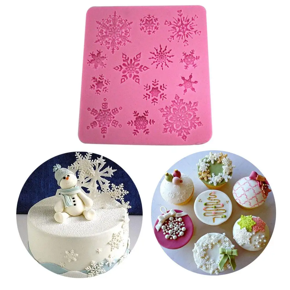 

Silicone Mold Christmas Snowflake Pattern Cake Stencil Fondant Mould Chocolate Cookie Pastry Tools Kitchen Baking Accessories