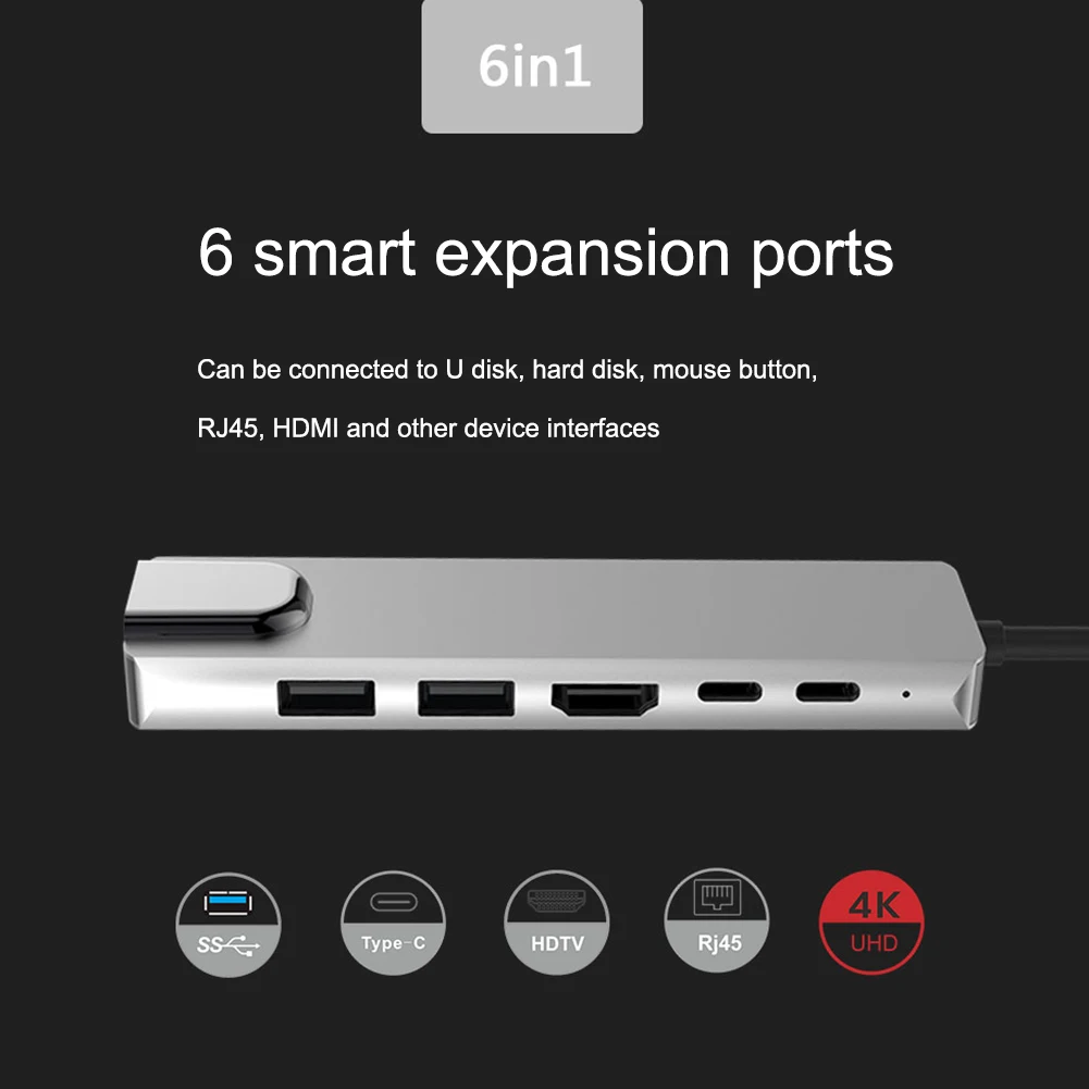 Горячая 6 в 1 USB C к HDMI многопортовый концентратор адаптер Type c с 4K 3 0 PD зарядка