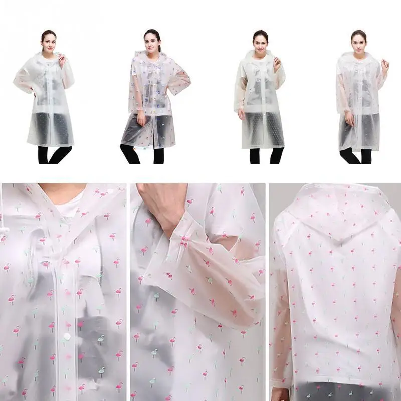ZT Fashion Women Floral Transparent Plastic Girls Raincoat Travel Waterproof Rainwear Adult Poncho Outdoor Rain Coat JJ-SYYY123- |