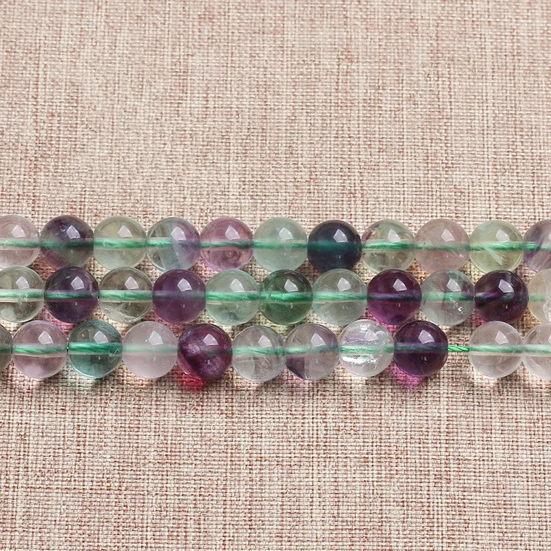 A Strand 15.5'' Natural Crystal Multi-colour Round Loose Fluorite Bead 4/6/8/10mm DIY Jelelry Supplies | Украшения и