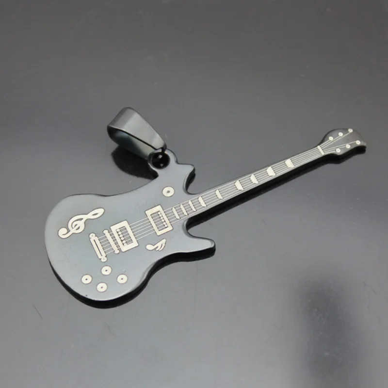 Ожерелья с подвеской в виде гитары Золотая серебряная черная синяя 316L из