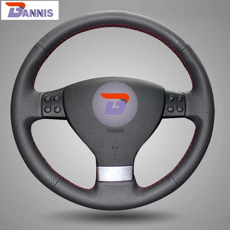

Black Artificial Leather Steering Wheel Cover for Volkswagen Golf 5 Mk5 Sagitar Magotan VW Passat B6 Jetta 5 Mk5 Tiguan 07-2011