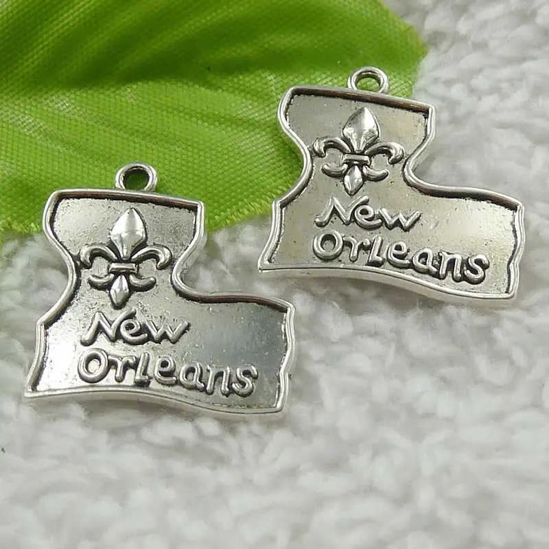 120 штук старинное серебро Новый Орлеан Подвески кулон 24x23 мм #4617|charm pendant|silver charm