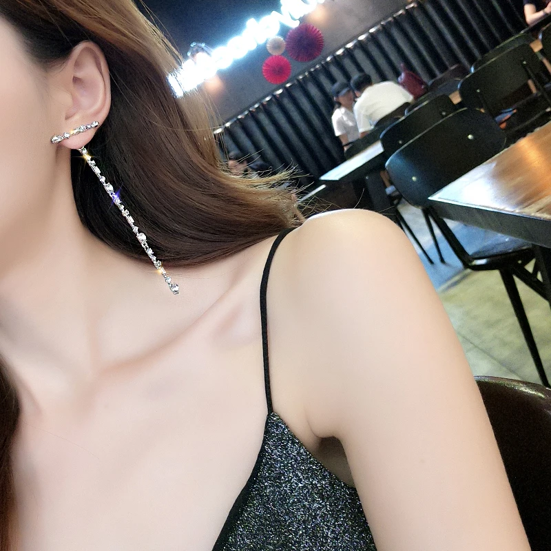 DREJEW корейский длинный кисточкой серьги-капельки для женщин 2019 Лето 925 капли воды