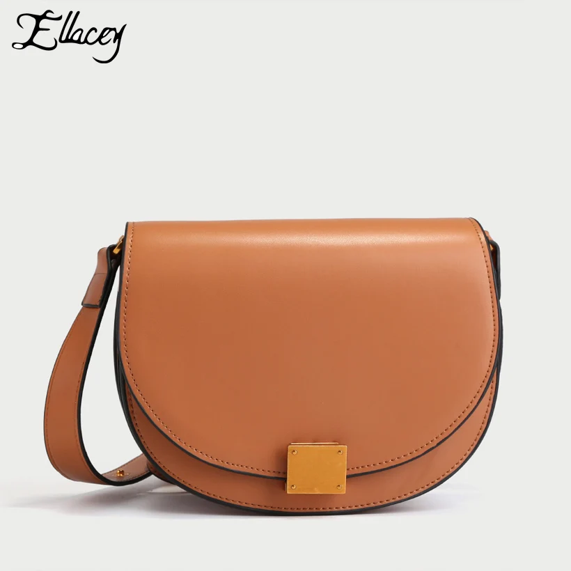 Ellacey 2019 Genuine Saddle Bag European and American Fashion Shoulder Crossbody Luxury Brand Women Small Messenger | Багаж и сумки