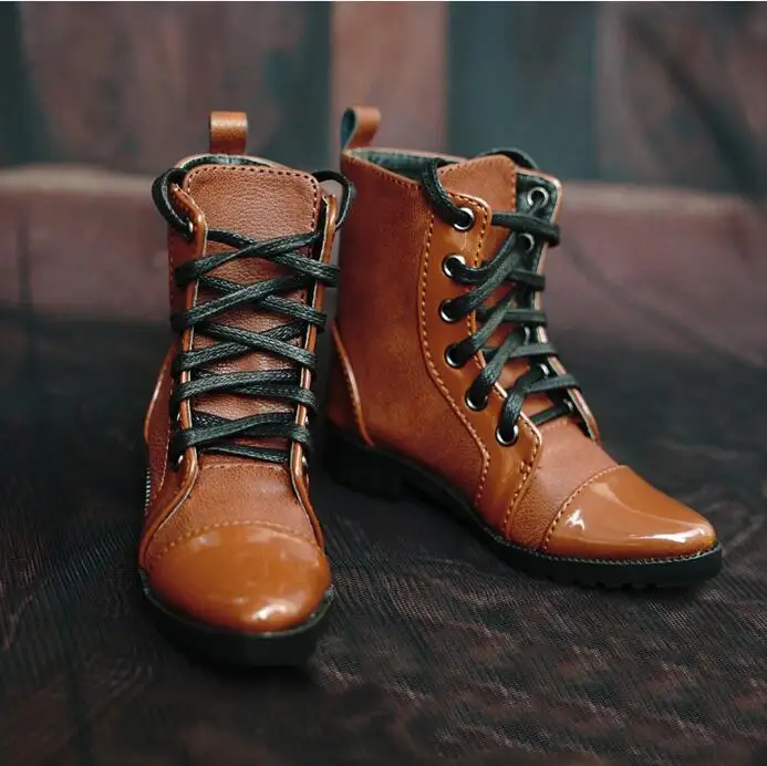 brown N01-X007 детская игрушка ручной работы 1/3 1/4 аксессуары для кукол BJD/SD кукольная обувь коричневые двойные кожаные ботильоны с прострочкой 1 пара - Цвет: brown