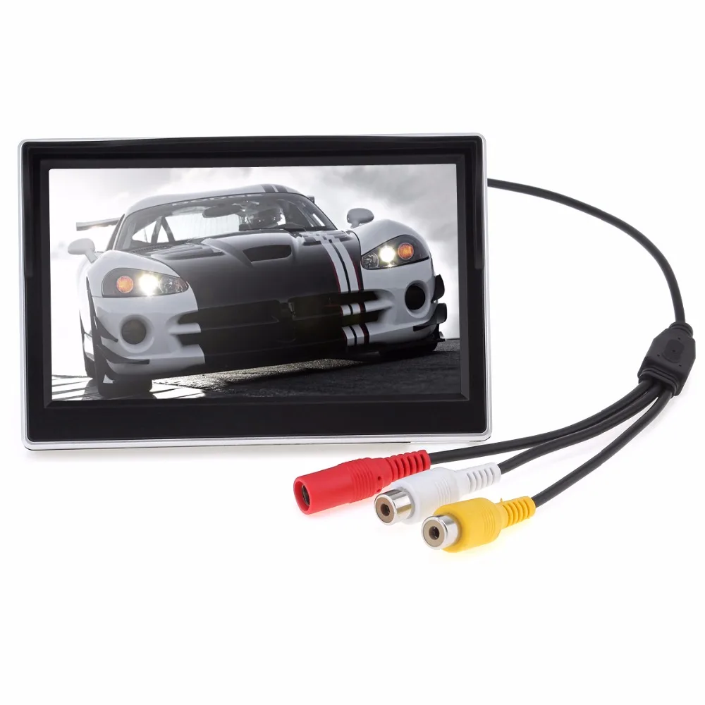 5 Inch TFT LCD 800*480 16:9 Screen Car Rearview Monitor 2 Way Video Input For Rear View Backup Reverse Camera DVD VCD | Автомобили и