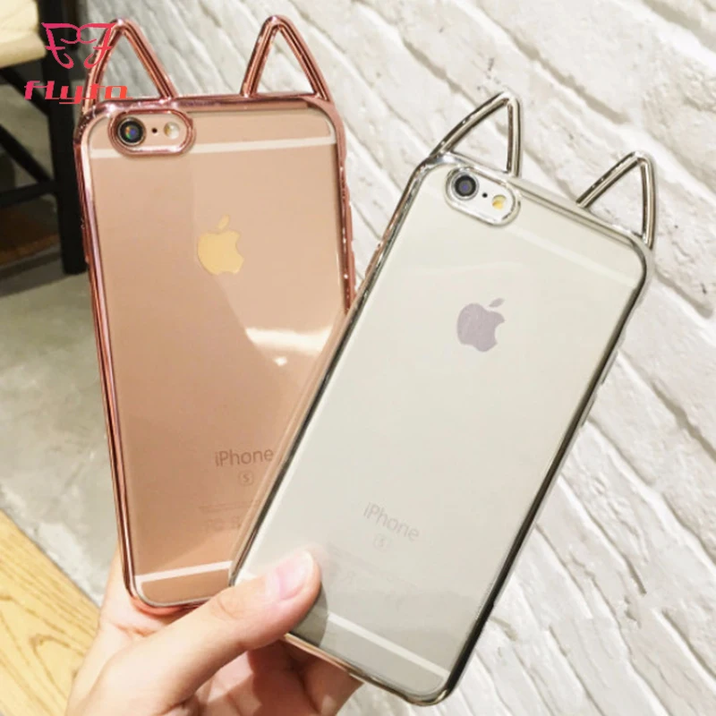 Чехол FlyTo для IPhone 7 8 Plus мягкий чехол из ТПУ с гальваническим покрытием телефона 6 S X