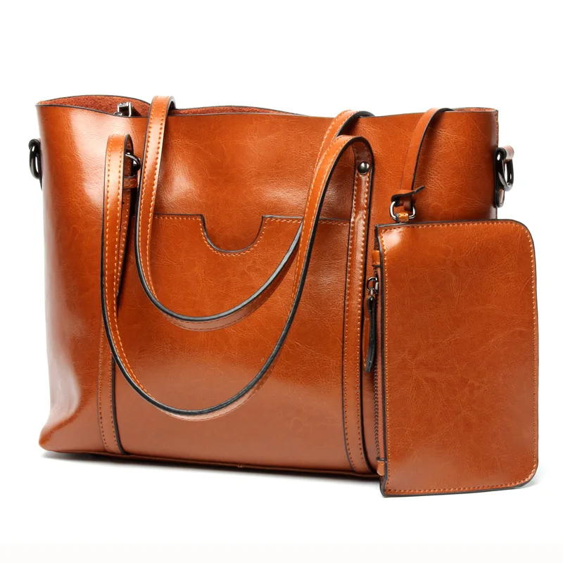 Women Tote Bags Genuine Leather Handbag Vintage Large Shopping Bag Fashion Designer Crossbody Bags Famale Shoulder Bag PT1161