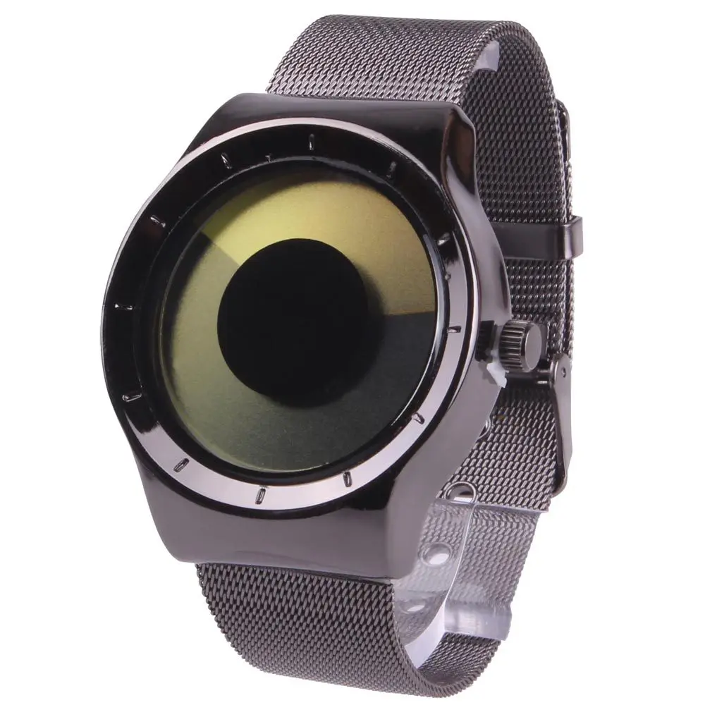 black yellow Мужские часы Relogio Masculino, модные концептуальные часы Для мужчин и Для женщин часы Бизнес Whirlpool часы браслет для мужчин часы с ремешком-сеткой - Цвет: black yellow